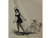 Tsvetan Tsekov Creion (1924-2010) caricatură / tuș