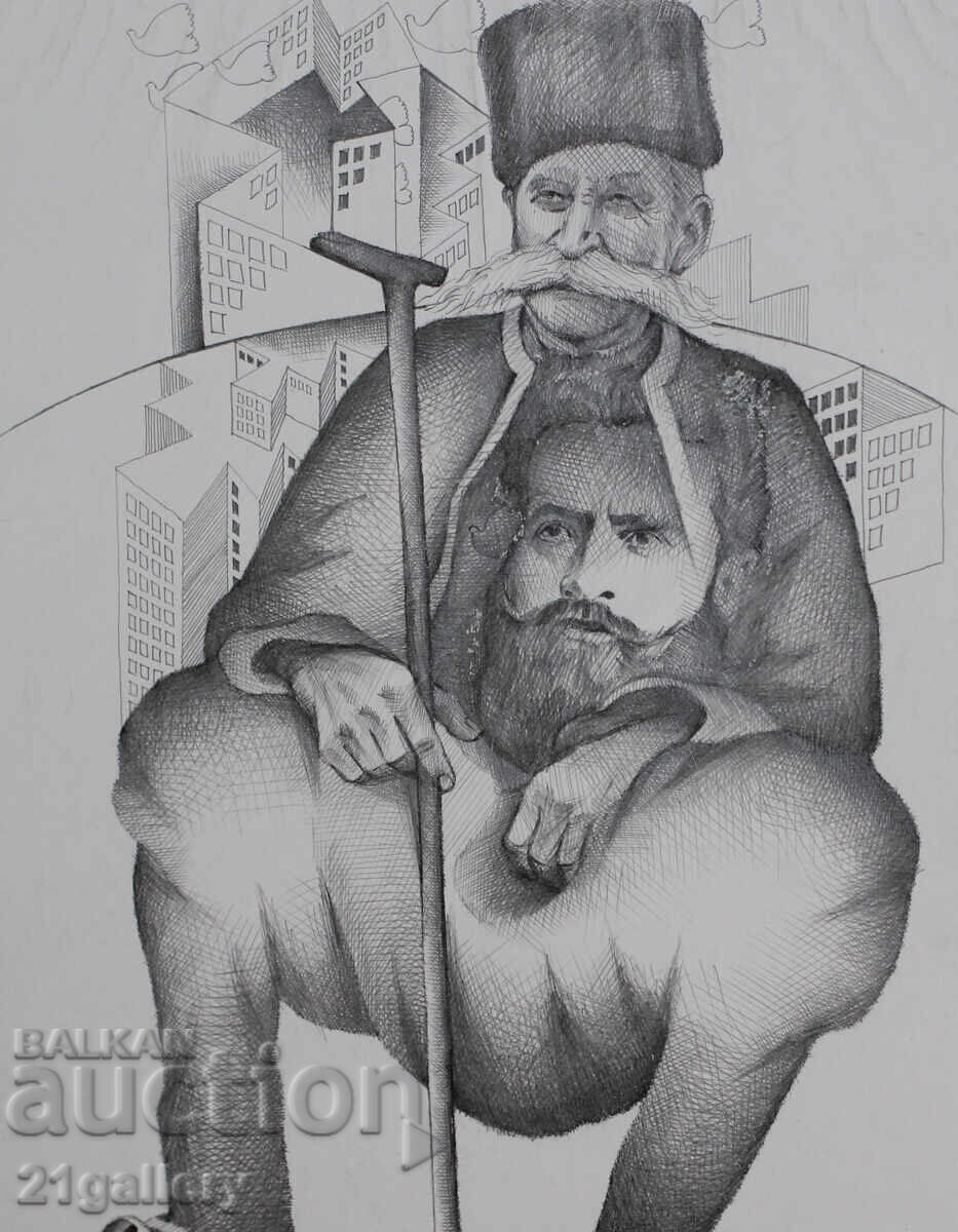 Kiril Nedyalkov (1940 – 2023) Pencil / Abstract portrait - 6