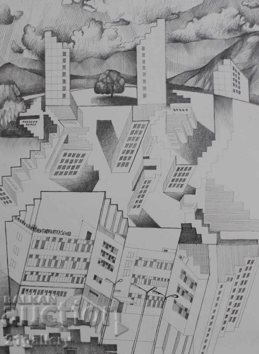 Delivery of Kiril Nedyalkov (1940 – 2023) Pencil / Abstract landscape