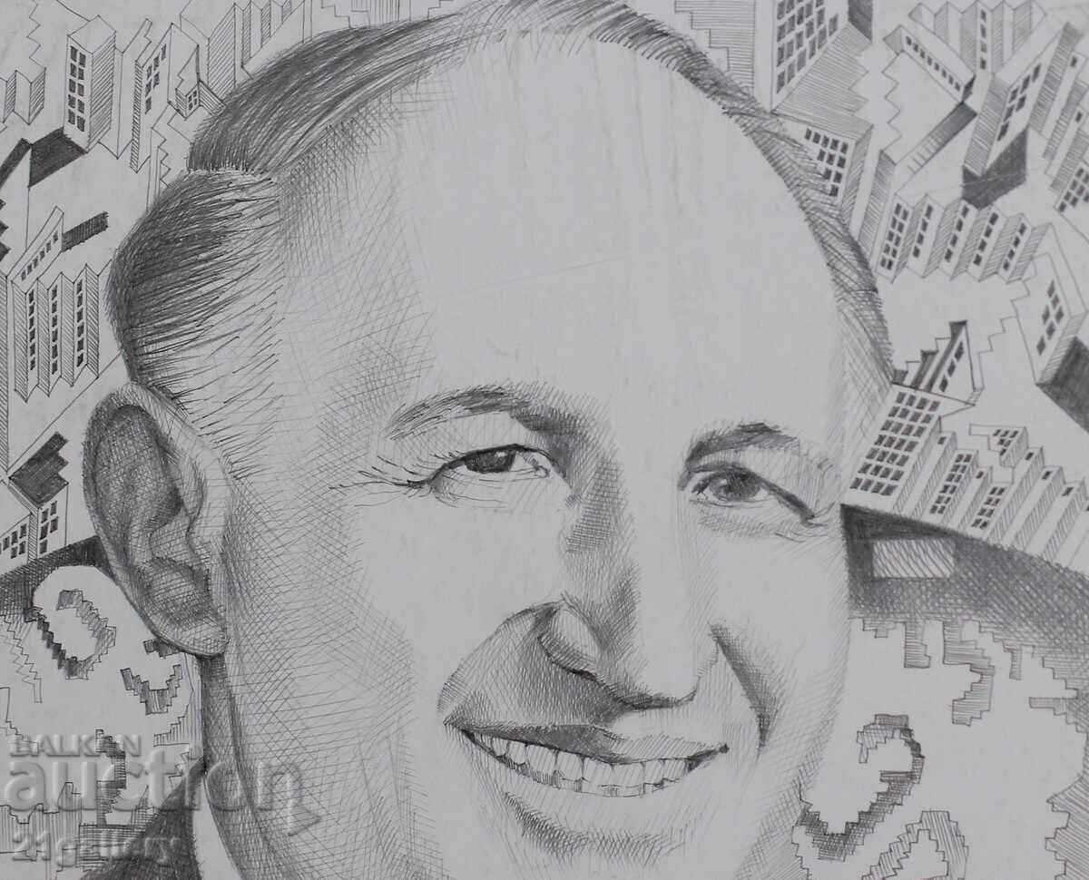 Παράδοση Kiril Nedyalkov (1940 – 2023) Μολύβι / Αφηρημένο πορτρέτο