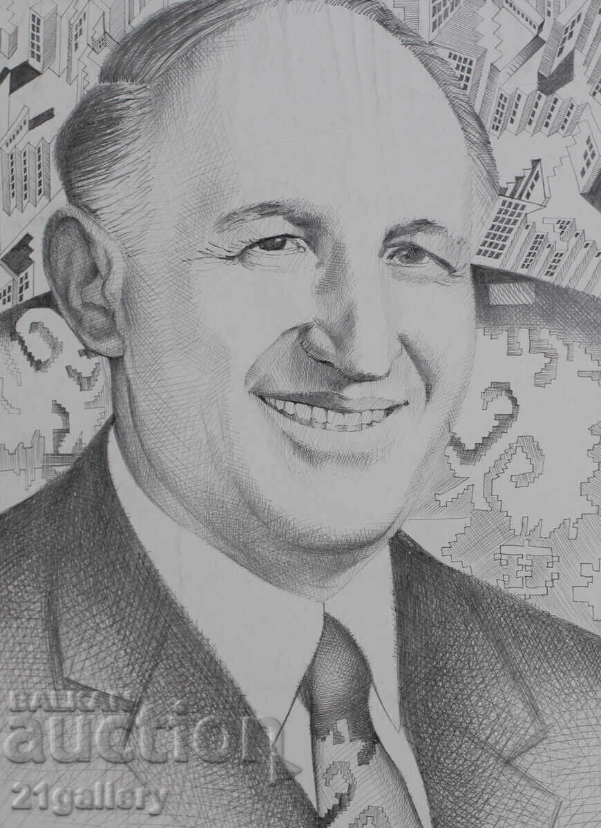 Kiril Nedyalkov (1940 – 2023) Μολύβι / Αφηρημένο πορτρέτο - 5