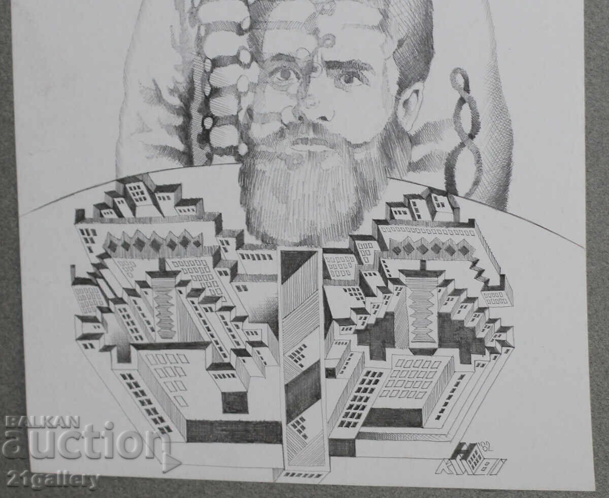 Kiril Nedyalkov (1940 – 2023) Pencil / Abstract portrait - 6 Kiril Nedyalkov (1940 – 2023) Pencil / Abstract portrait - 6