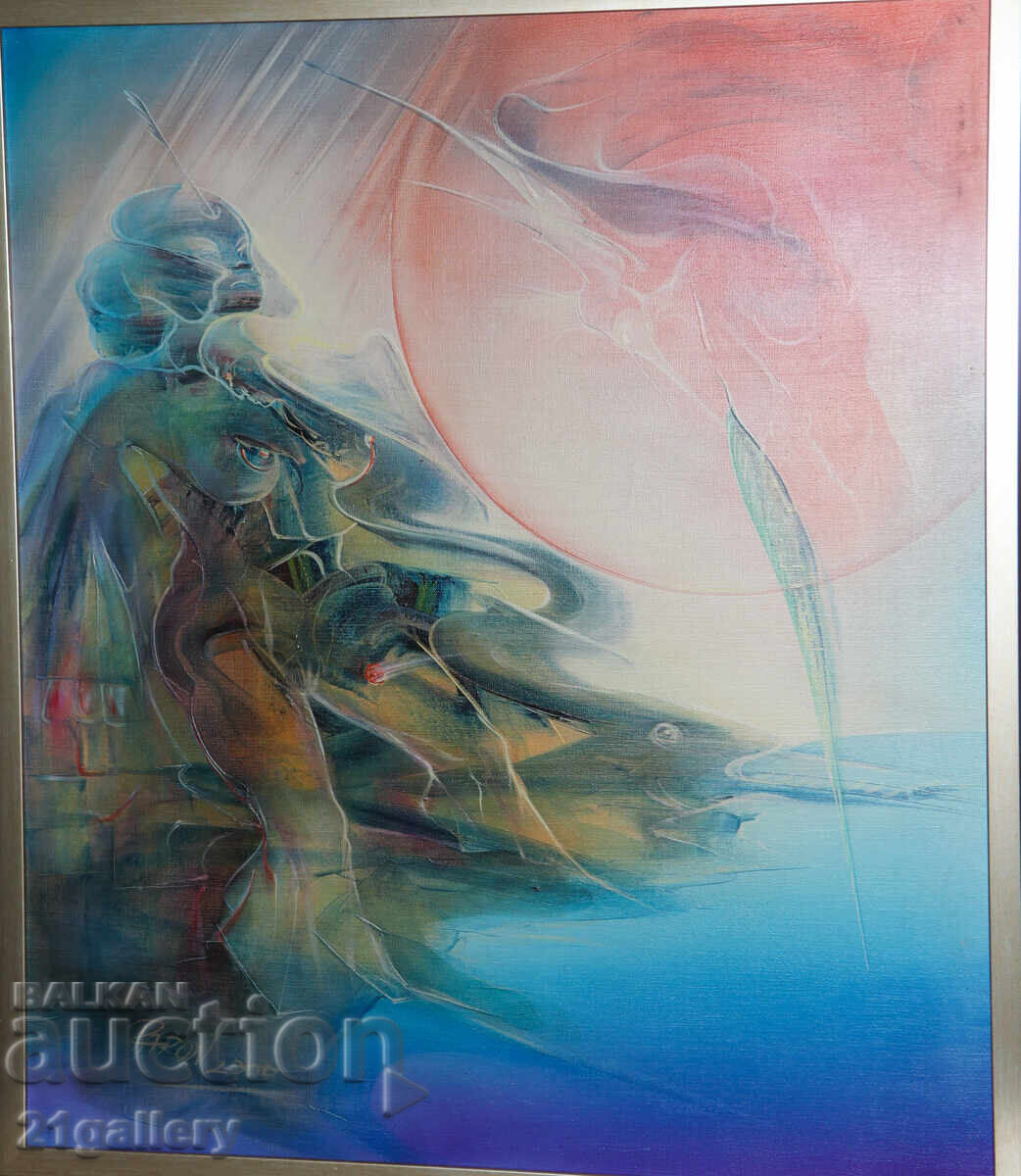 Abstract figural composition, oil paints, signed 2000 Abstract figural composition, oil paints, signed 2000