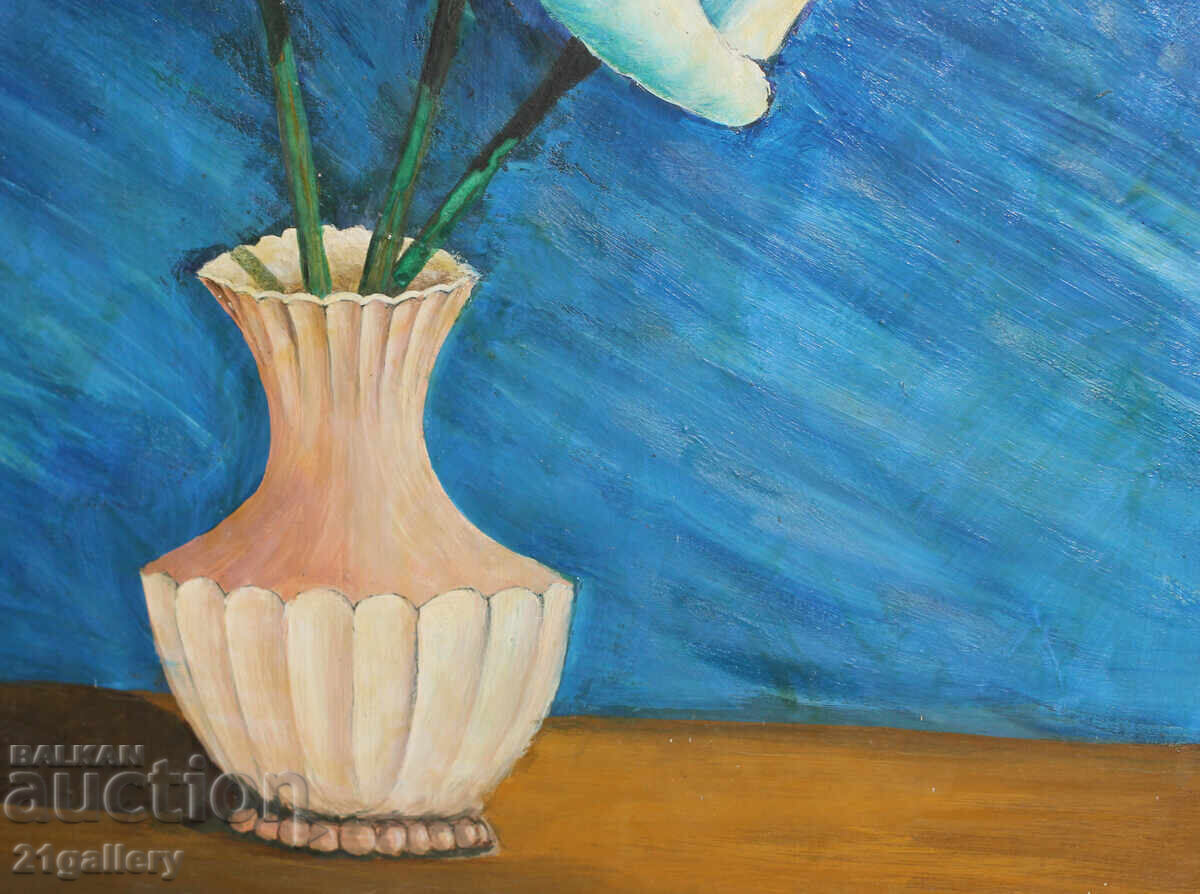 Still life vase with flowers, oil paints, signed - 6 Still life vase with flowers, oil paints, signed - 6