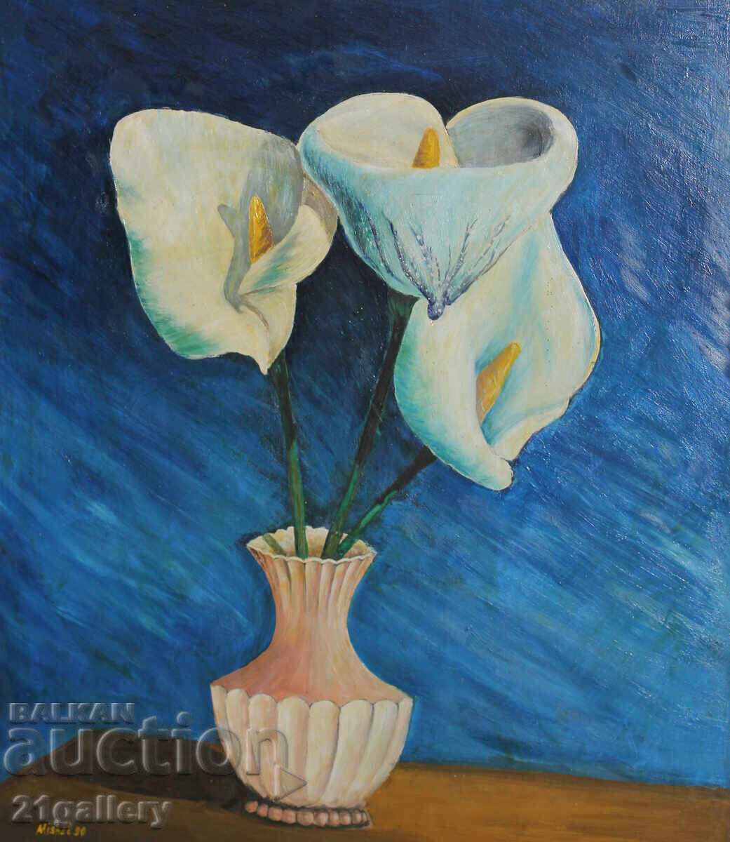 Still life vase with flowers, oil paints, signed Still life vase with flowers, oil paints, signed