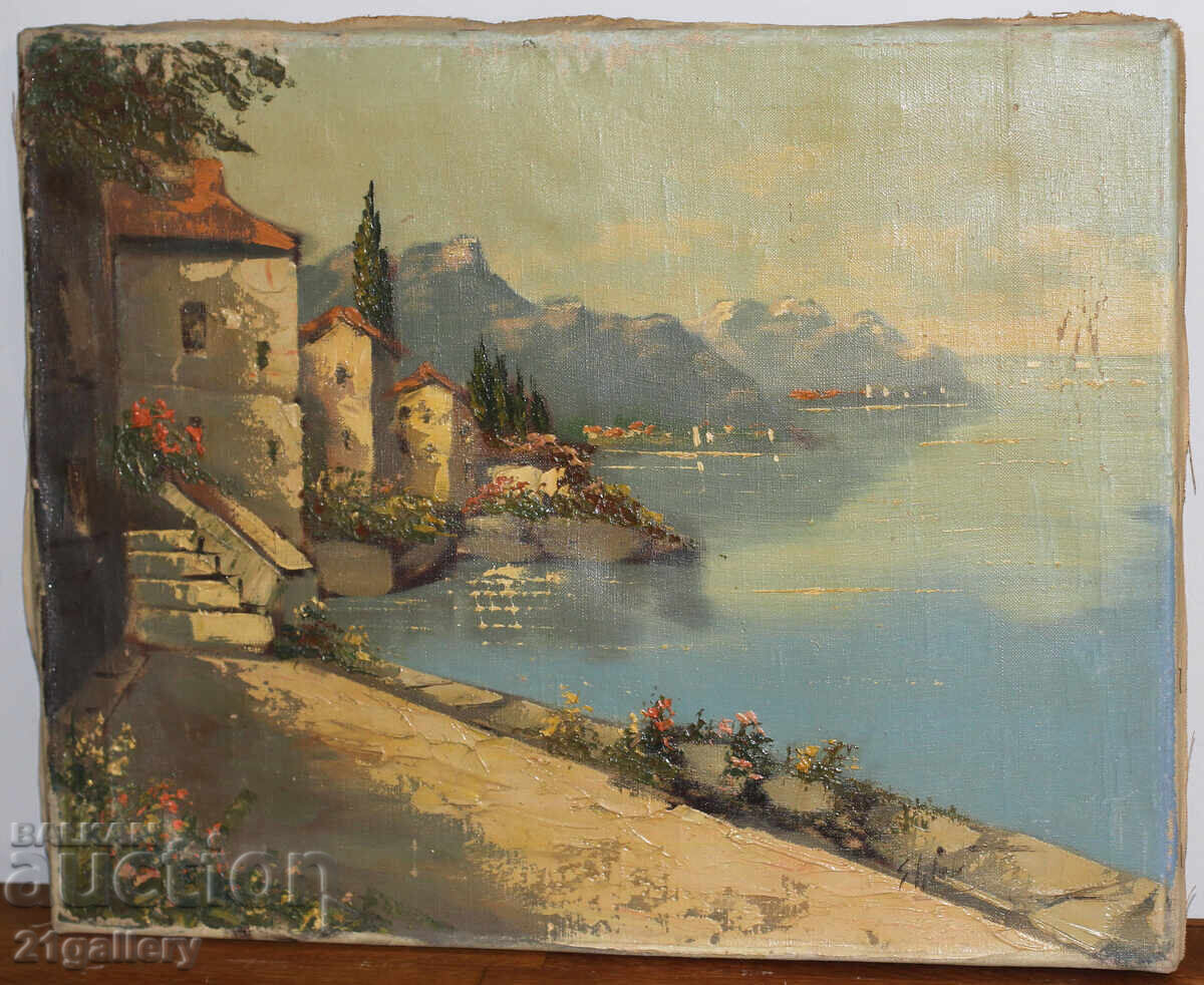 Auction Old oil painting, landscape, signed Auction Old oil painting, landscape, signed