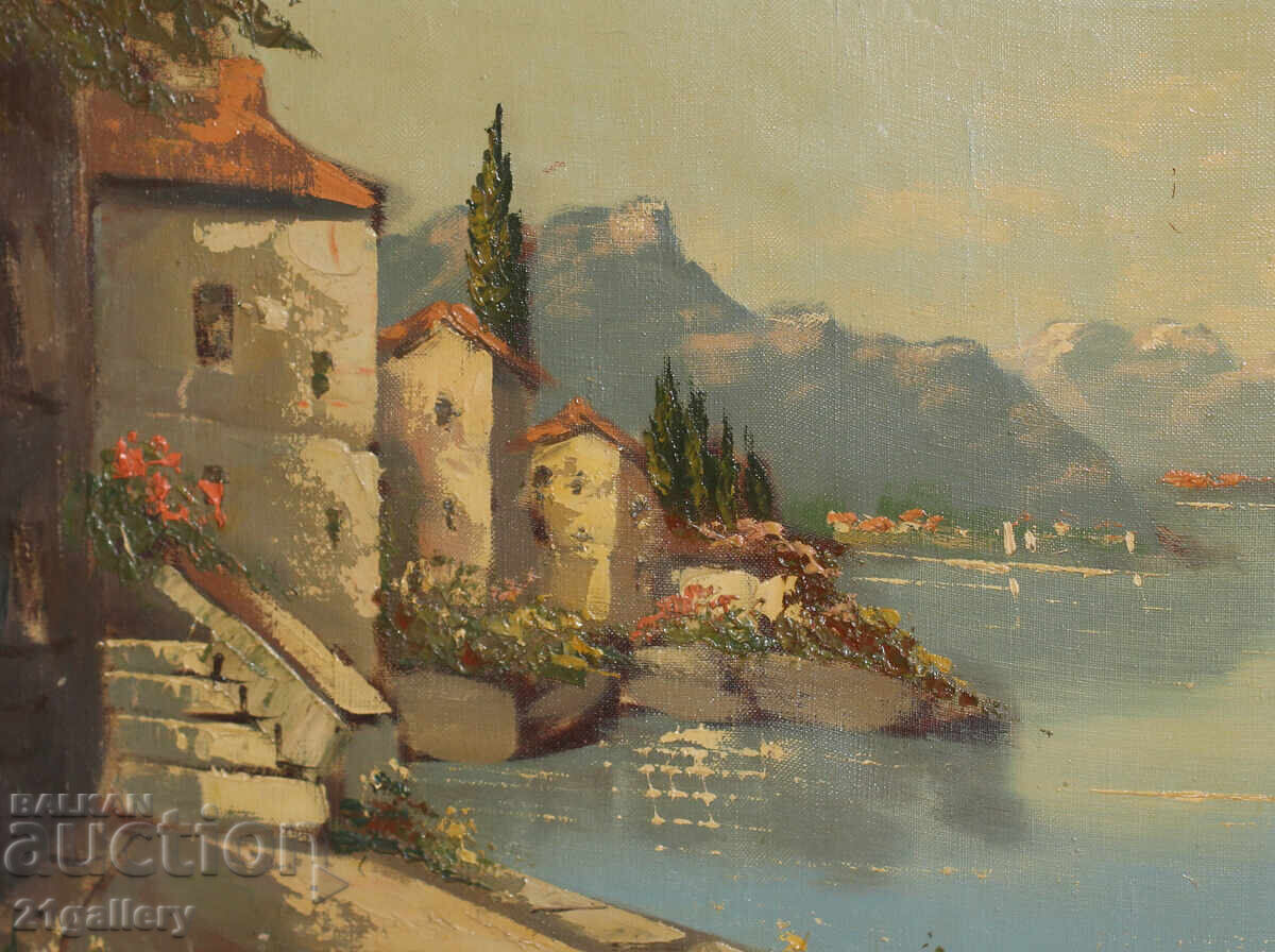 Old oil painting, landscape, signed - 6 Old oil painting, landscape, signed - 6