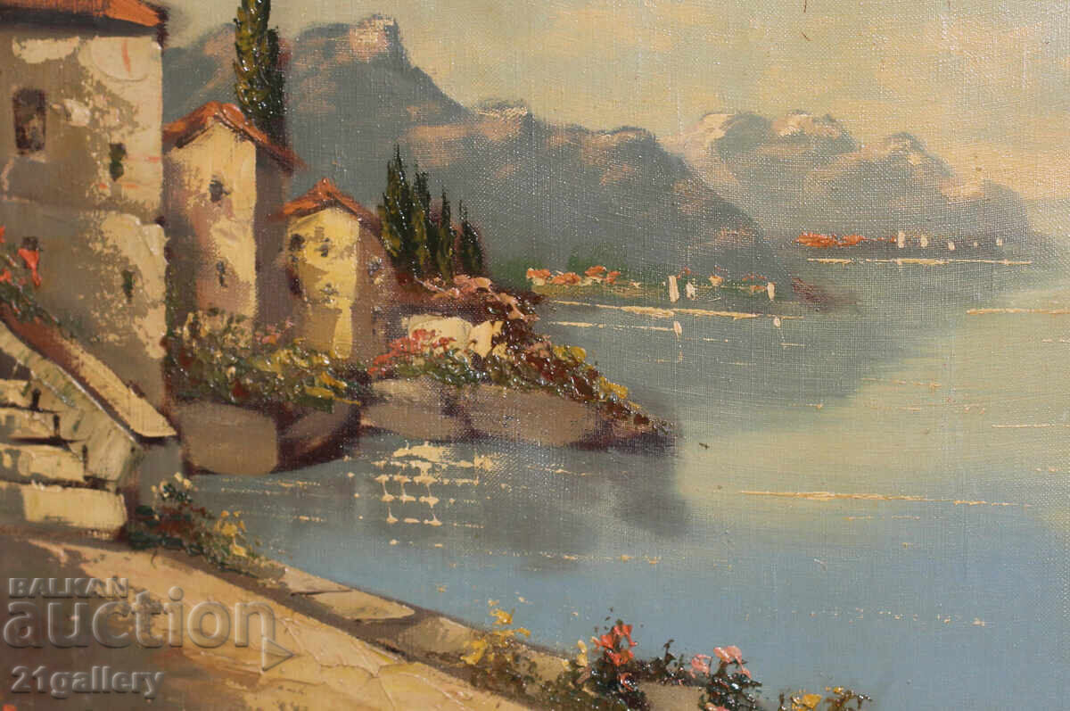 Old oil painting, landscape, signed - 7 Old oil painting, landscape, signed - 7