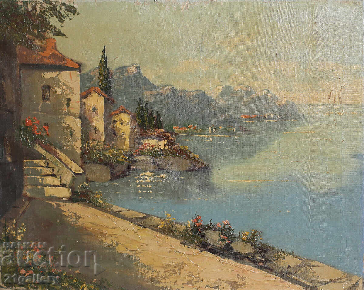 Old oil painting, landscape, signed Old oil painting, landscape, signed
