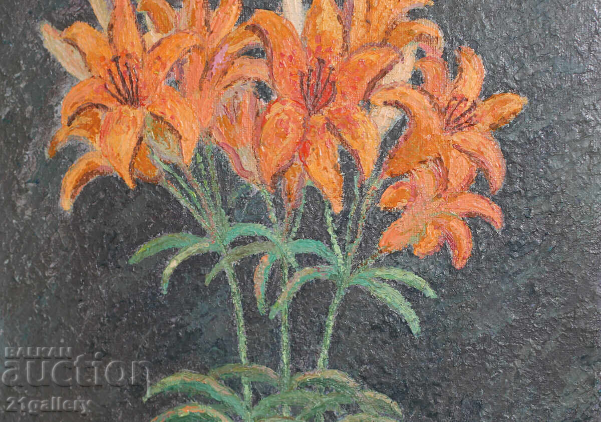 Natura statica cu flori, vopsele in ulei, semnata - 5