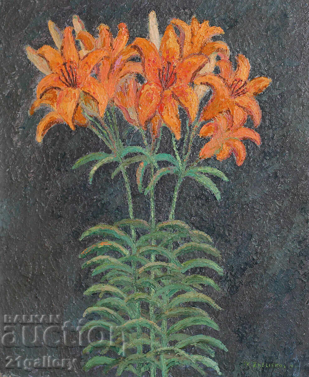 Natura statica cu flori, vopsele in ulei, semnata