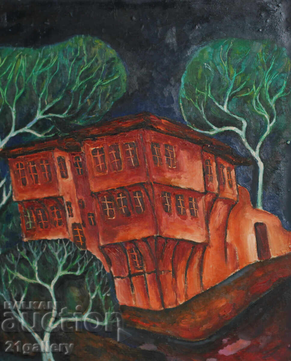 Τοπίο με σπίτι, λαδομπογιές με τιμή 300.00 BGN | € 153.39