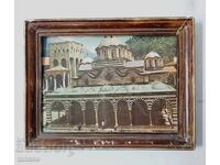 Old photo Rila Monastery in a frame, souvenir (15.3)