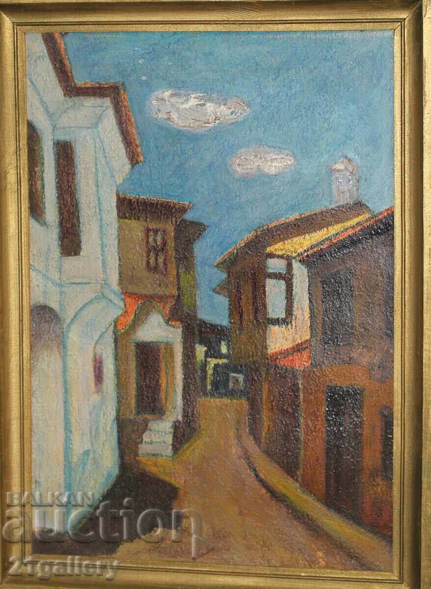 Peisaj cu case, vopsele în ulei cu preț 500.00 BGN | € 255.65