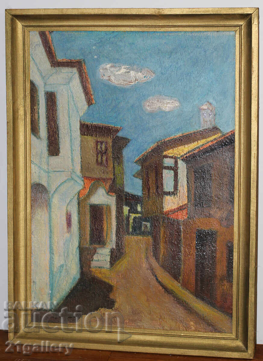 Licitație Peisaj cu case, vopsele în ulei