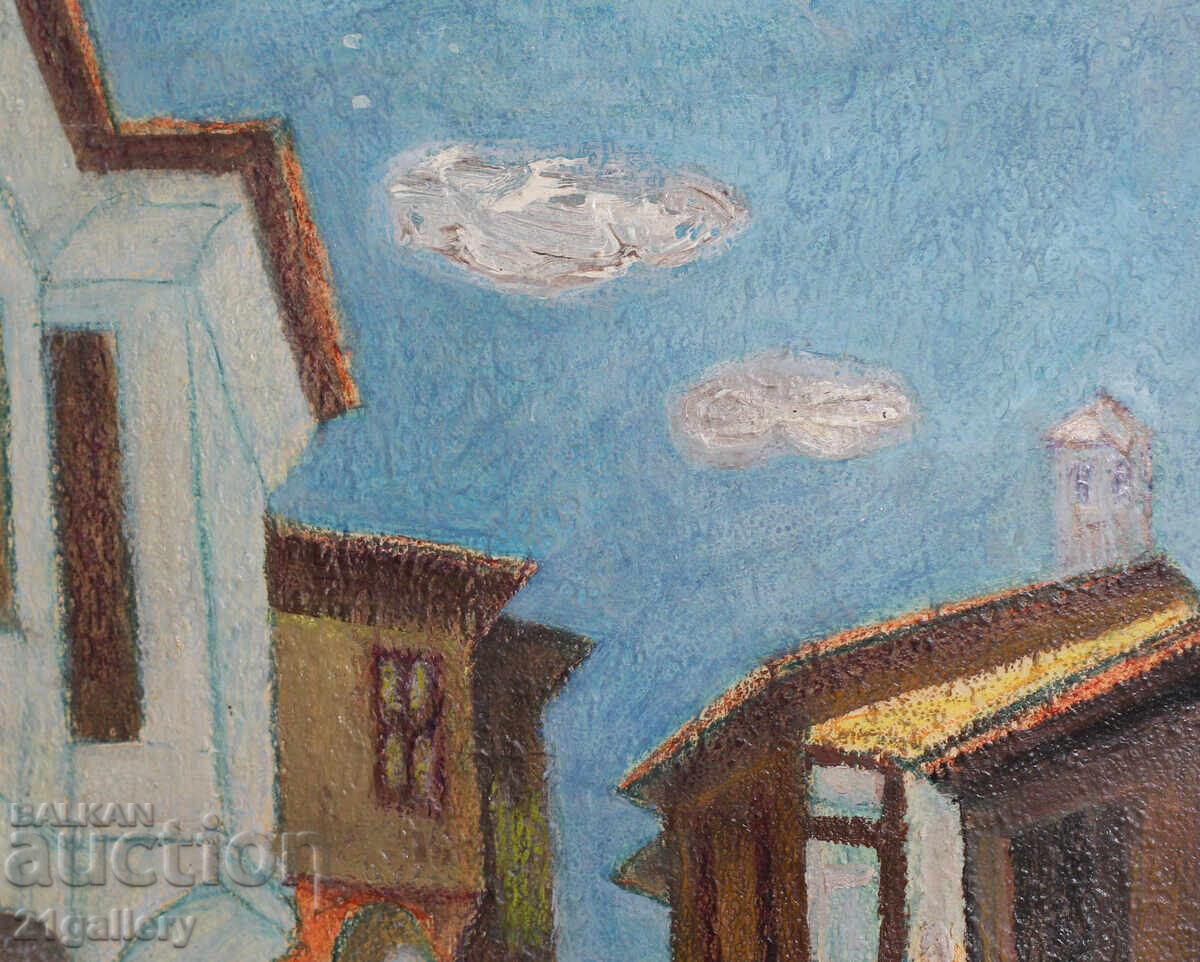 Livrarea Peisaj cu case, vopsele în ulei