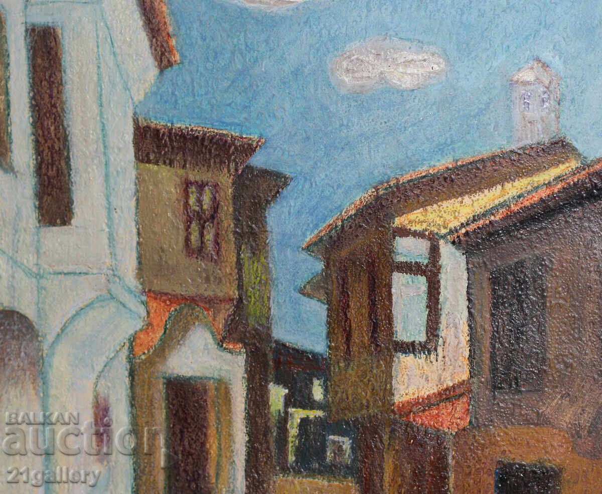 Peisaj cu case, vopsele în ulei - 5