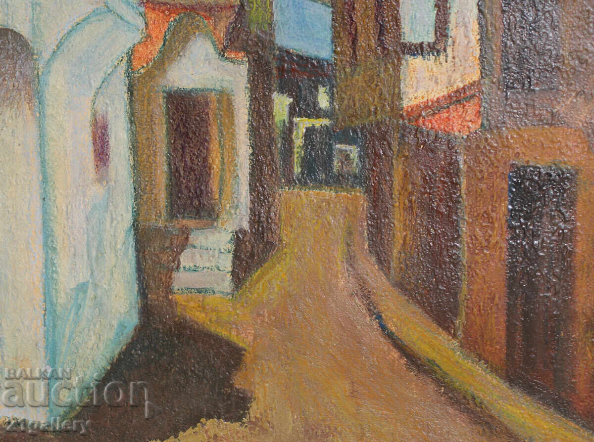 Peisaj cu case, vopsele în ulei - 7