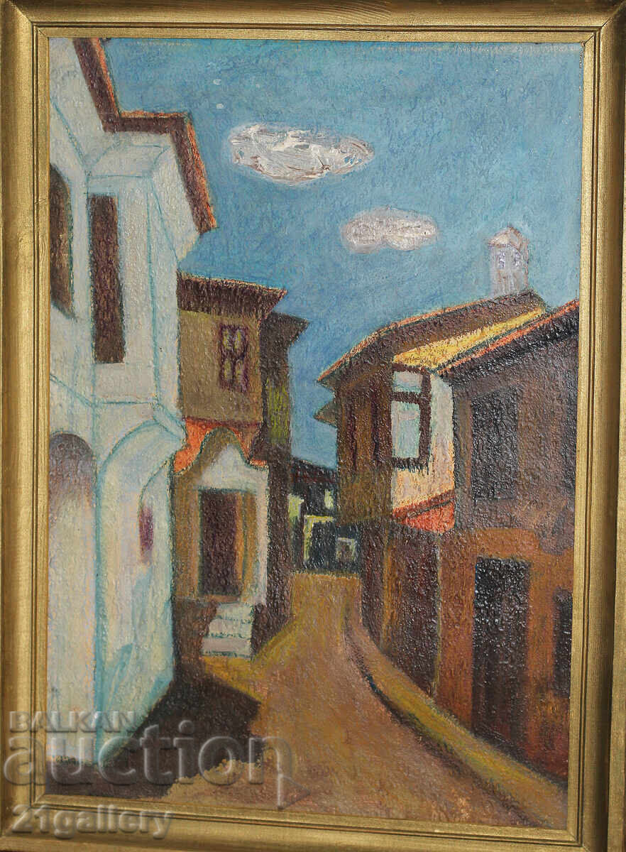 Peisaj cu case, vopsele în ulei