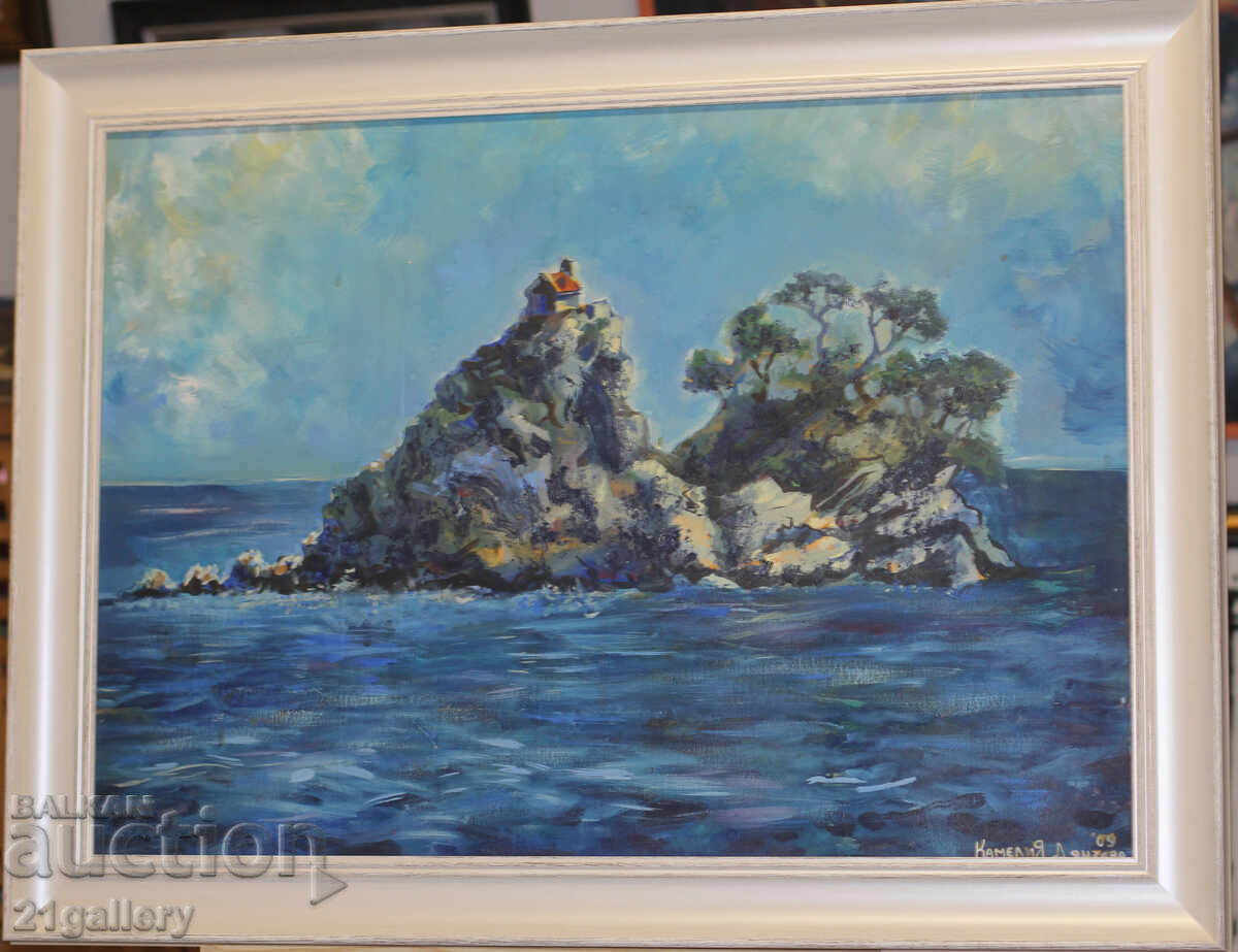 Kamelia Dyancheva / Seascape rocks, oil paints 2009 with price 500.00 BGN | € 255.65 Kamelia Dyancheva / Seascape rocks, oil paints 2009 with price 500.00 BGN | € 255.65