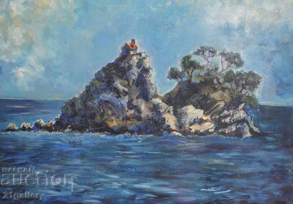 Δημοπρασία Kamelia Diancheva / Θαλάσσιο τοπίο βράχοι, λαδομπογιές 2009