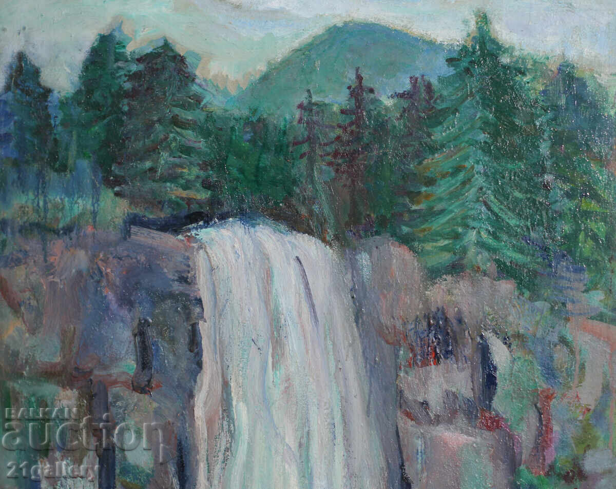 Lazar Kotsev (1920–2010) Landscape Waterfall, oil painting - 5 Lazar Kotsev (1920–2010) Landscape Waterfall, oil painting - 5