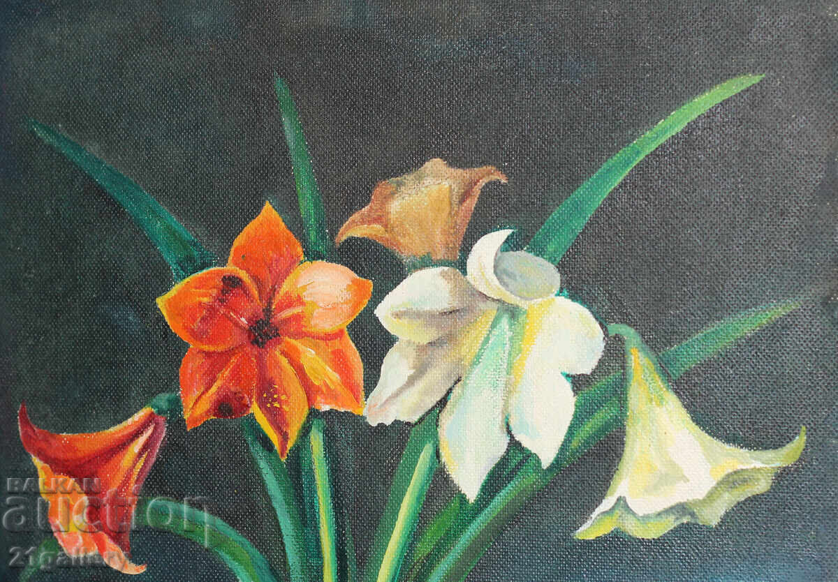 Delivery of Still life vase with flowers and fruit, oil paints Delivery of Still life vase with flowers and fruit, oil paints