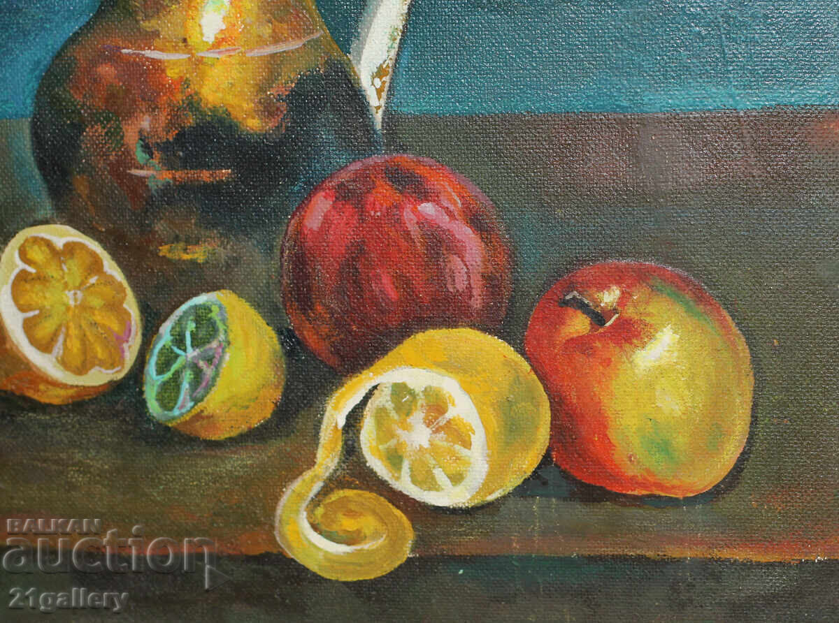 Still life vase with flowers and fruit, oil paints - 7 Still life vase with flowers and fruit, oil paints - 7