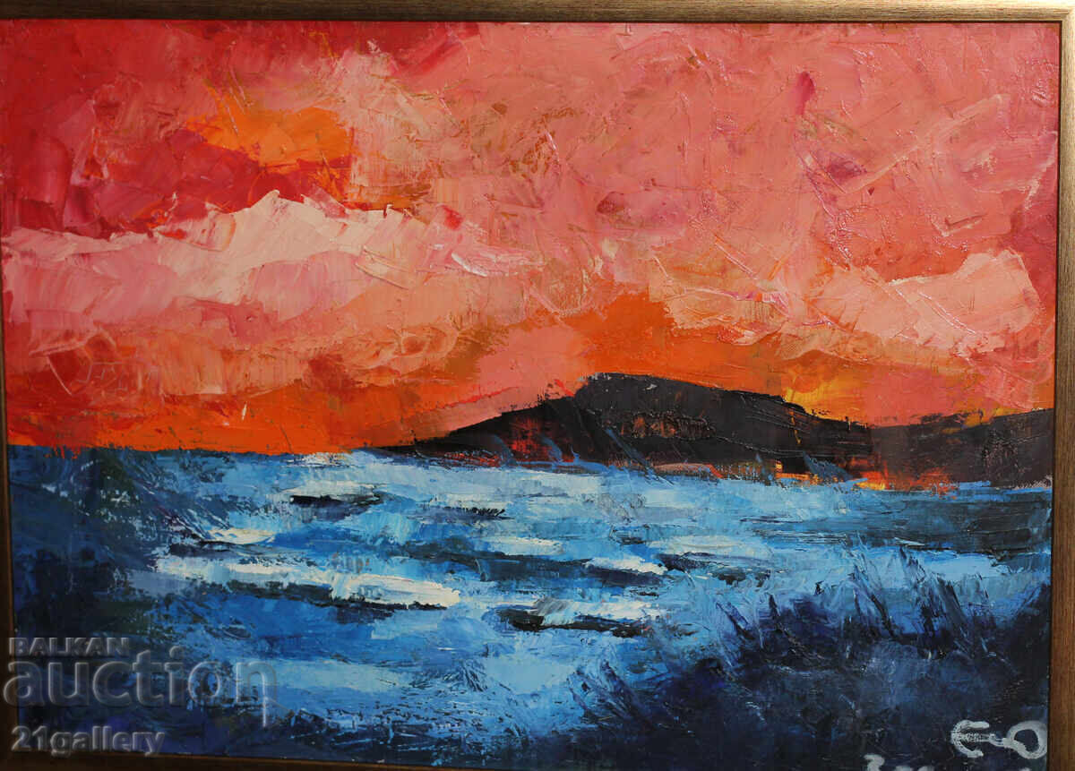 Seascape, oil paints, signed 2010. Seascape, oil paints, signed 2010.