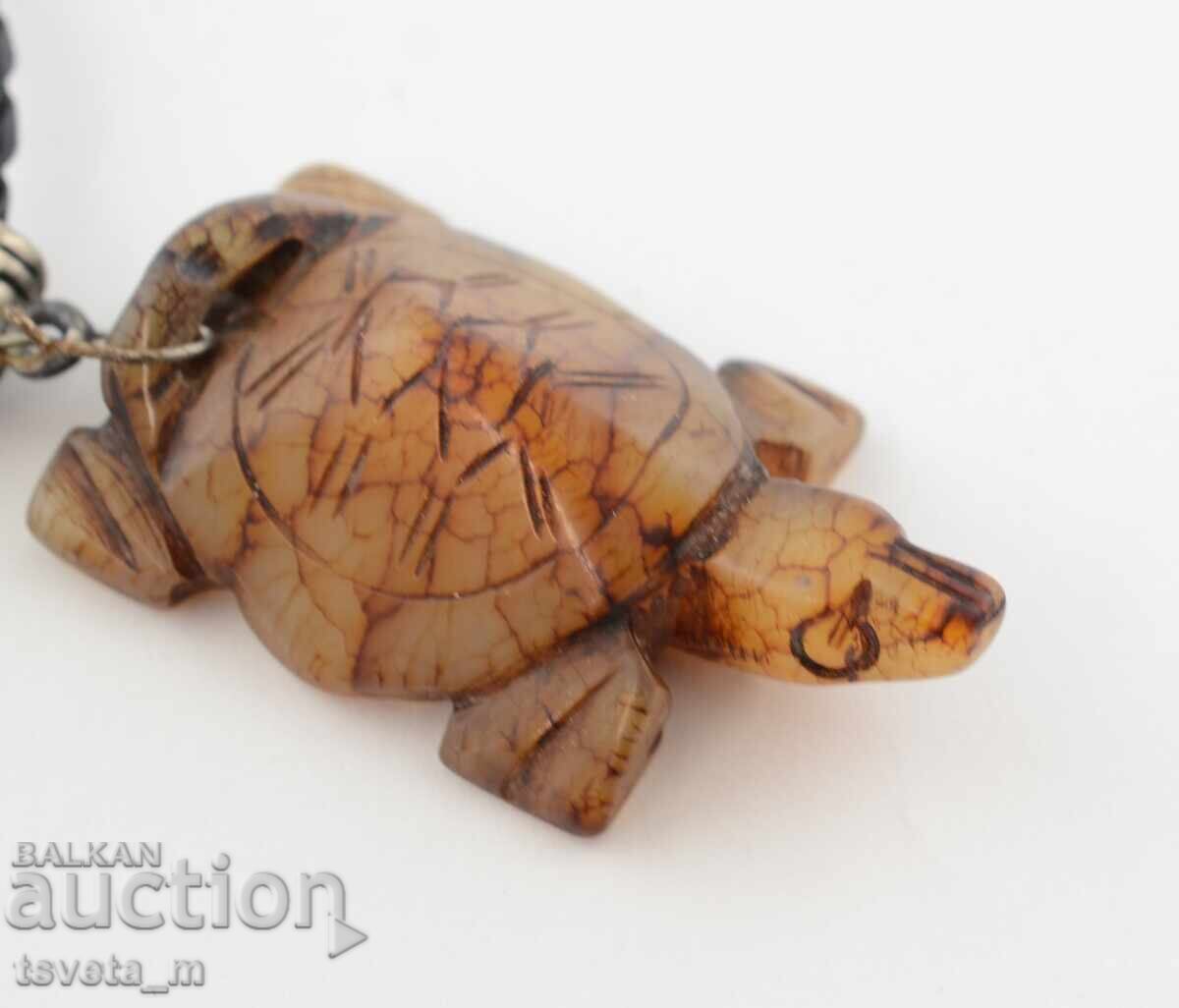 Auction Necklace, natural stone, hand-carved turtle Auction Necklace, natural stone, hand-carved turtle
