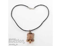 Necklace, natural stone, hand-carved turtle