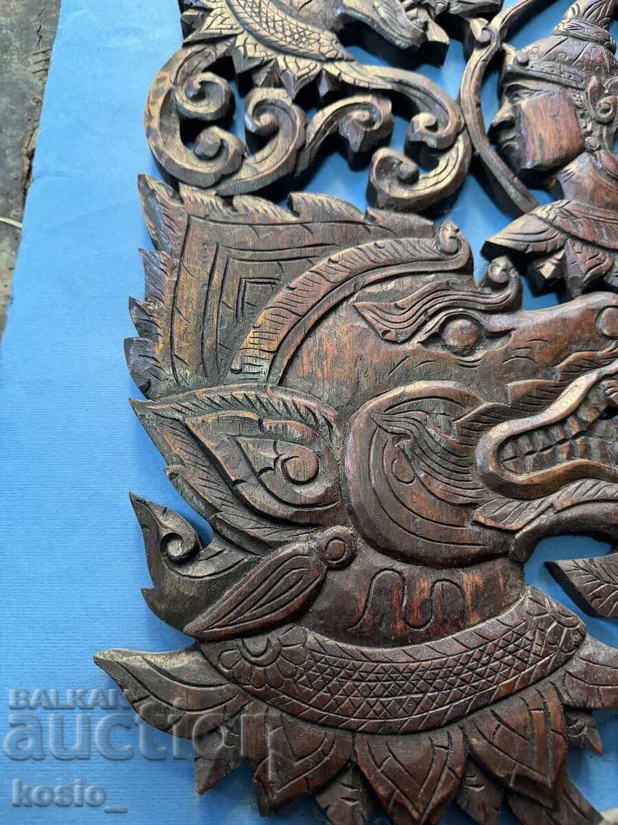 Auction Old Indian woodcarving - panel Auction Old Indian woodcarving - panel