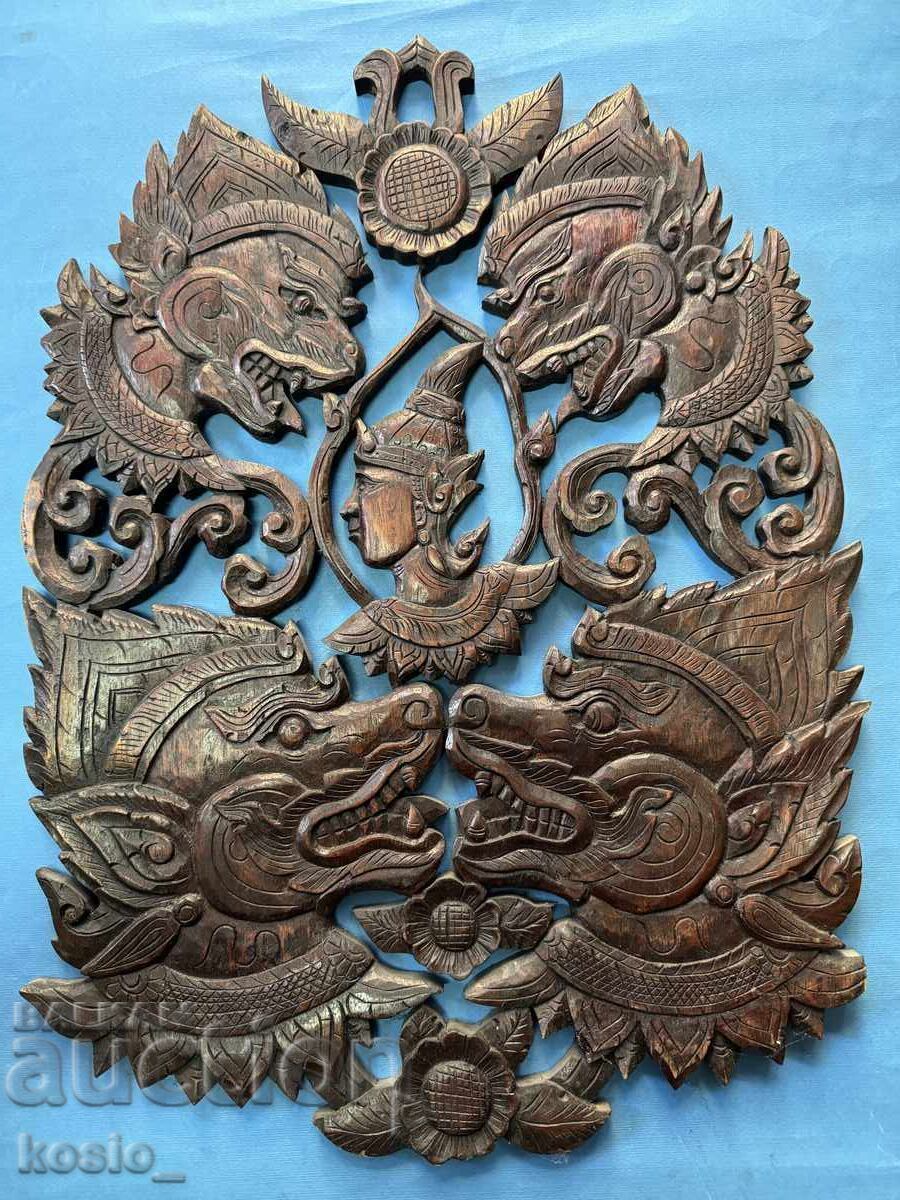Old Indian woodcarving - panel Old Indian woodcarving - panel
