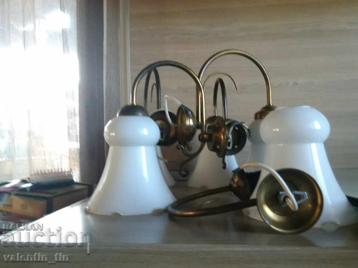 Auction Wall applications, lamps - brass, two pairs, sets Auction Wall applications, lamps - brass, two pairs, sets
