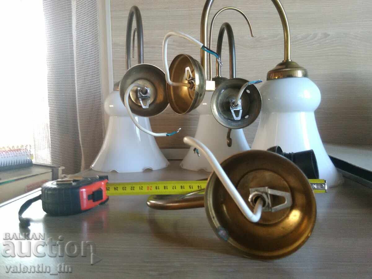Wall applications, lamps - brass, two pairs, sets - 6 Wall applications, lamps - brass, two pairs, sets - 6