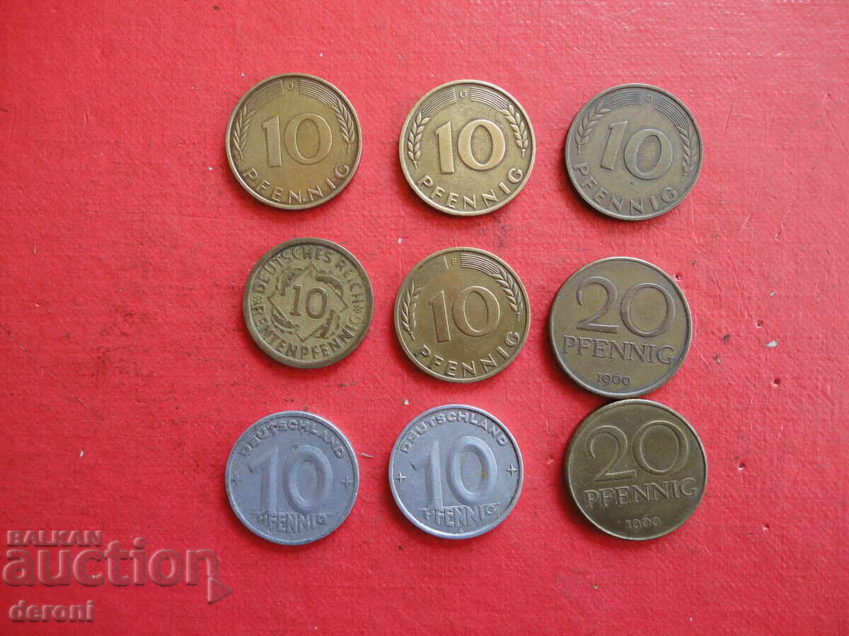 Lot of pfennigs pfenning pfennig with price 10.00 BGN | € 5.11 Lot of pfennigs pfenning pfennig with price 10.00 BGN | € 5.11