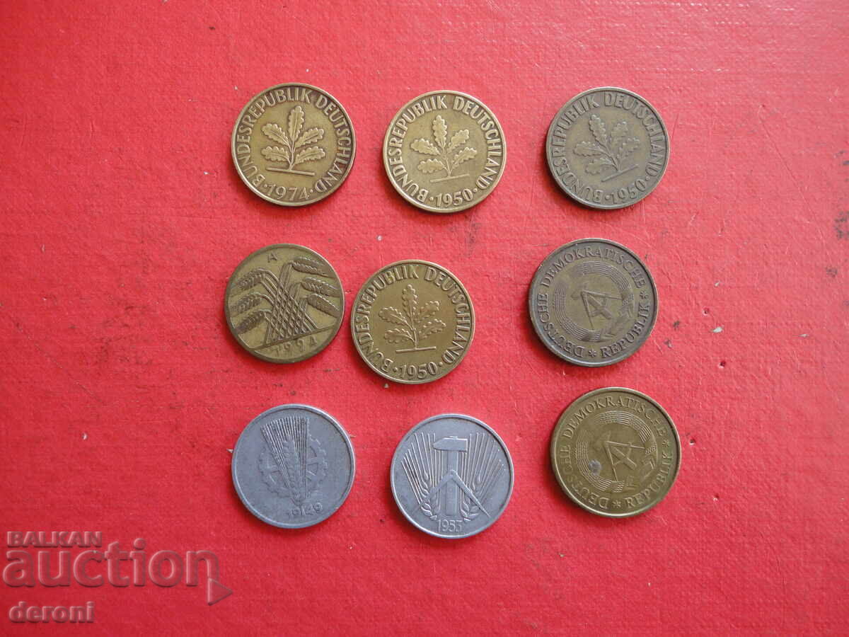 Lot of pfennigs pfenning pfennig - 5 Lot of pfennigs pfenning pfennig - 5