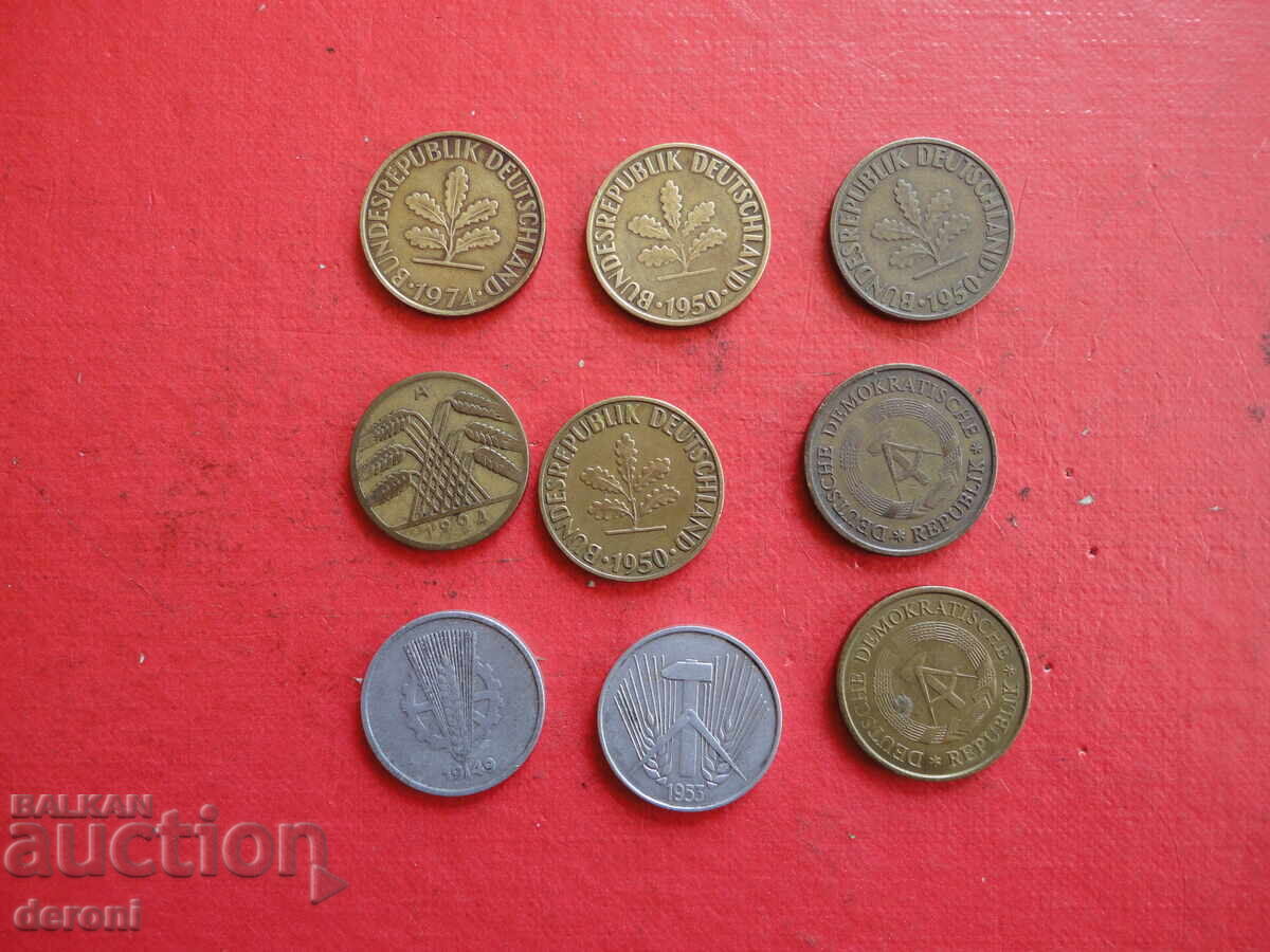 Lot of pfennigs pfenning pfennig - 6 Lot of pfennigs pfenning pfennig - 6