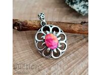 5635 Silver Pendant with Pink Oyster Copper Turquoise