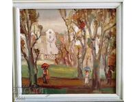 MITKO DIMITROV OLD BULGARIAN OIL PAINTING-AUTUMN/PLOVDIV