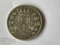 silver coin 5 francs France 1829 Charles X silver