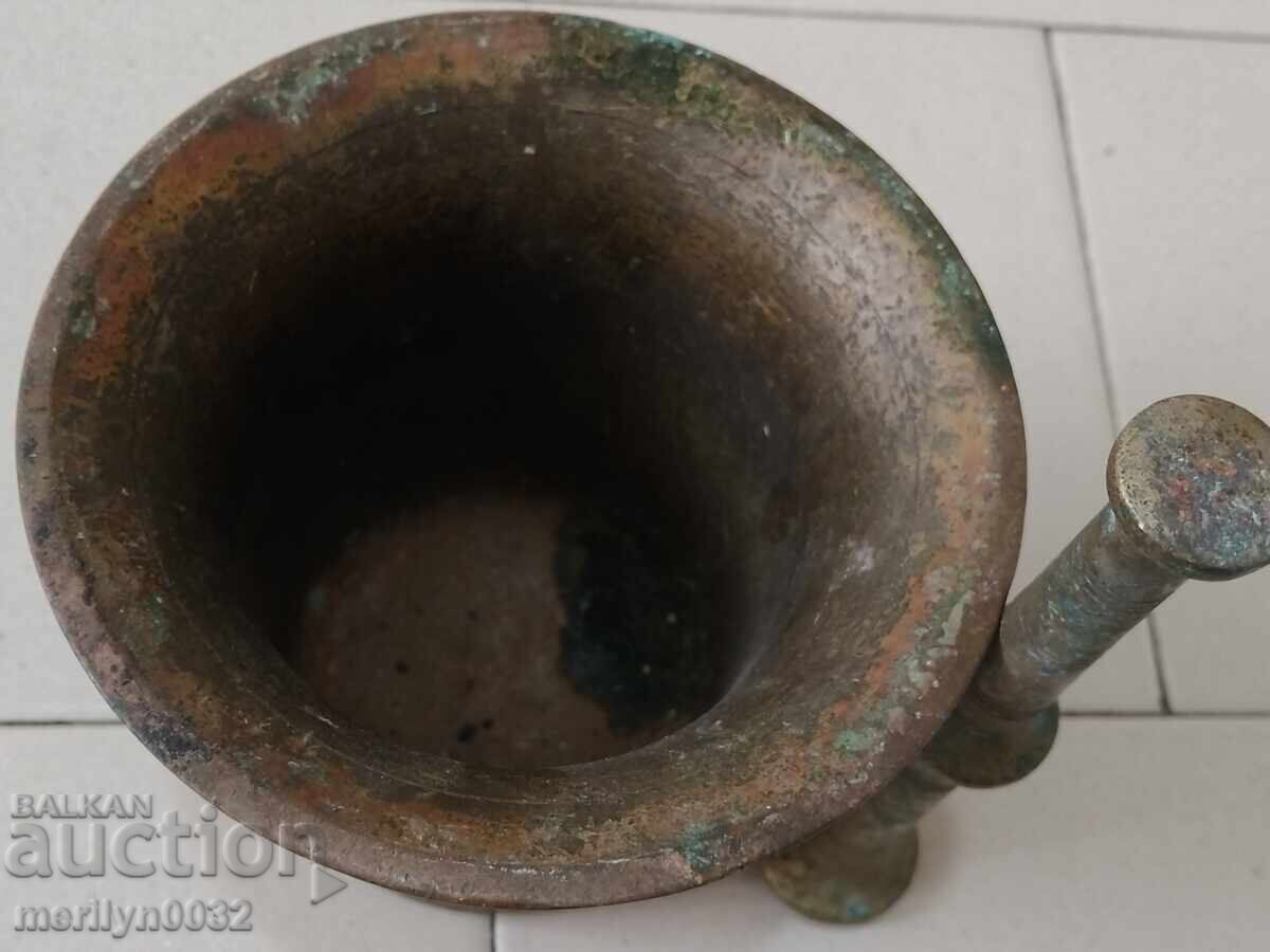 Old bronze mortar and pestle mortar pot for pounding - 7