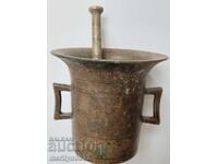 Old bronze mortar and pestle mortar pot for pounding