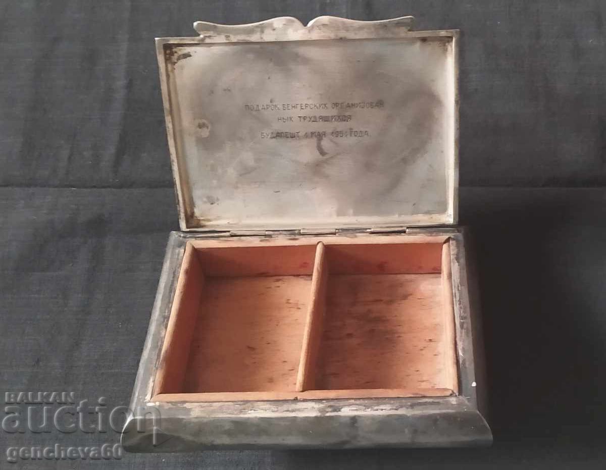 Σπάνιο!!! Ασημένιο κουτί τσιγάρων με χάραξη 500γρ. Σημάδια - 5