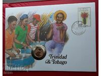 Insulele Trinidad și Tobago-1 cent și timbru poștal într-un plic frumos