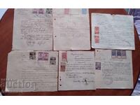 Old documents with stamps 6 pieces