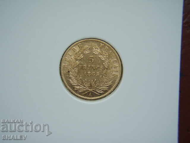 5 franci 1865 A Franța (5 franci Franța) - AU (aur)