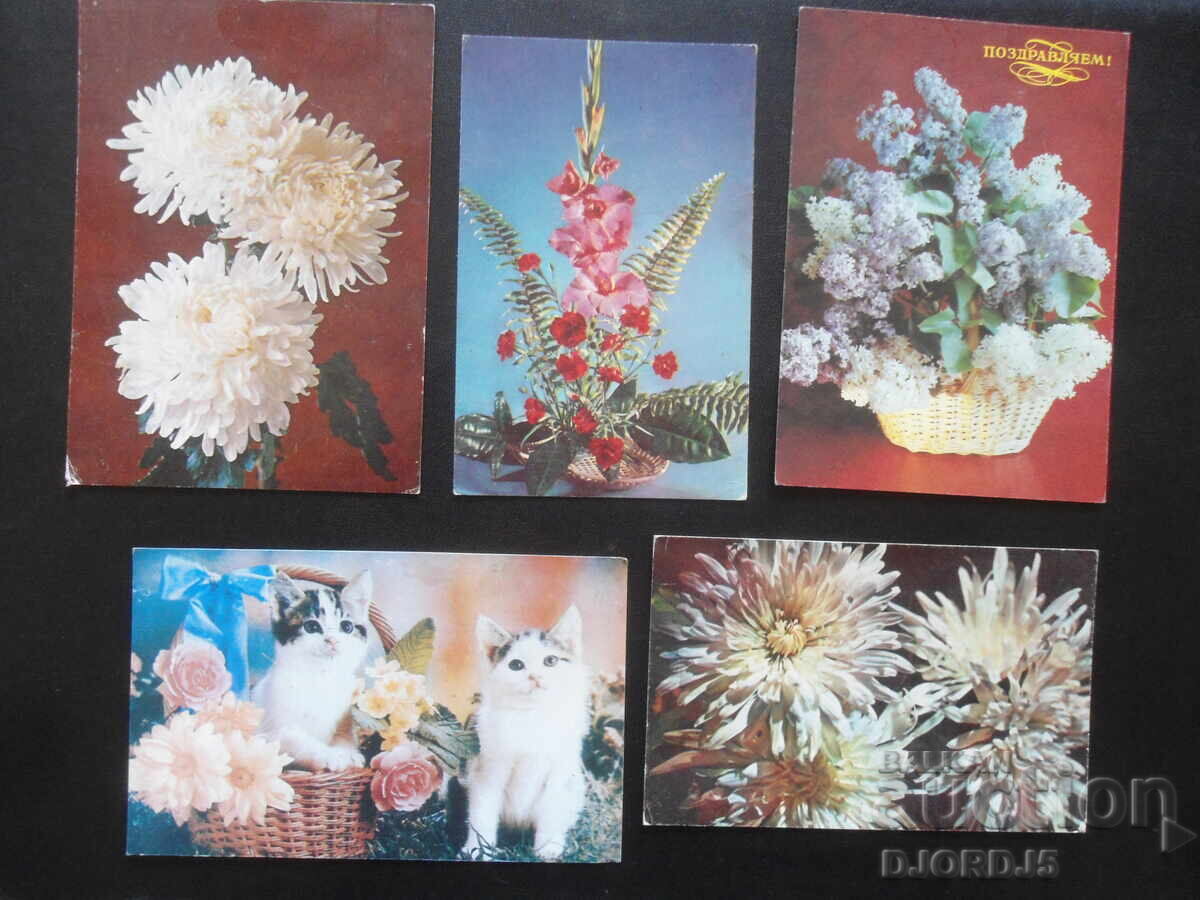 Old Russian greeting cards, 10 pieces with price 3.00 BGN | € 1.53 Old Russian greeting cards, 10 pieces with price 3.00 BGN | € 1.53