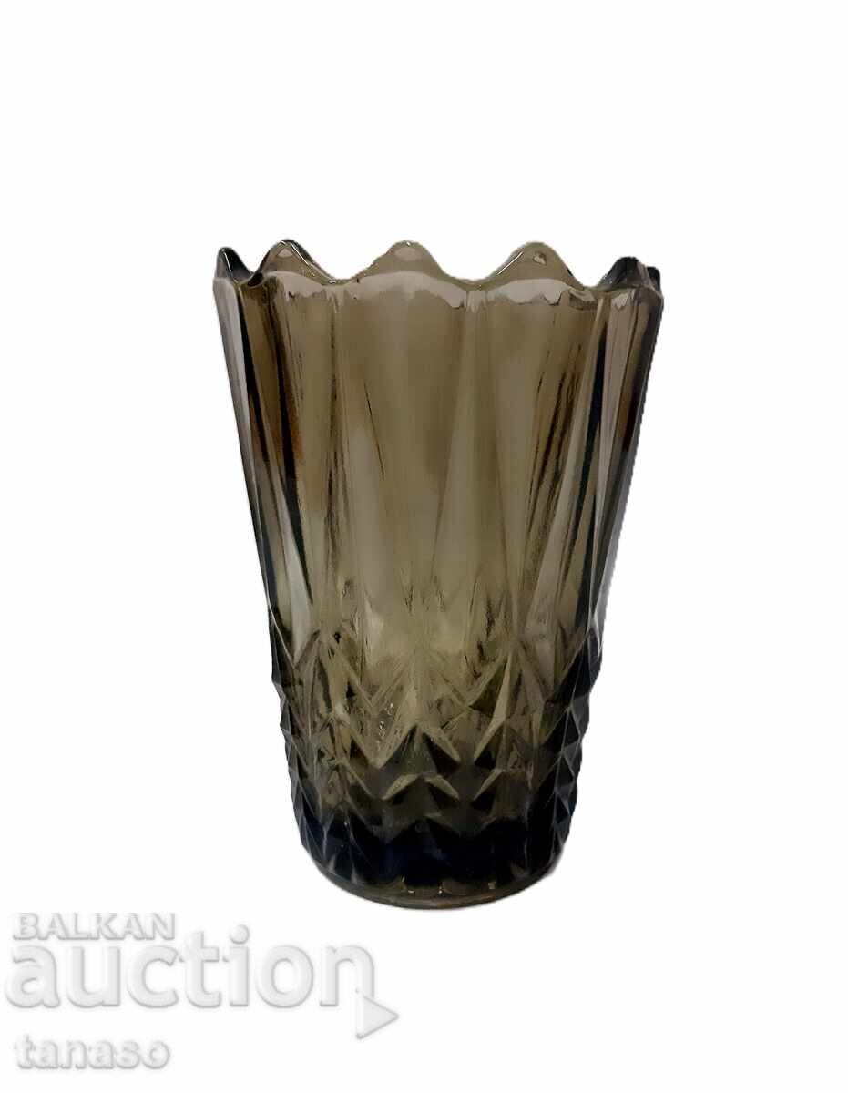 Beautiful old vase made of smoked ornamental glass (1.2) with price 35.00 BGN | € 17.90 Beautiful old vase made of smoked ornamental glass (1.2) with price 35.00 BGN | € 17.90
