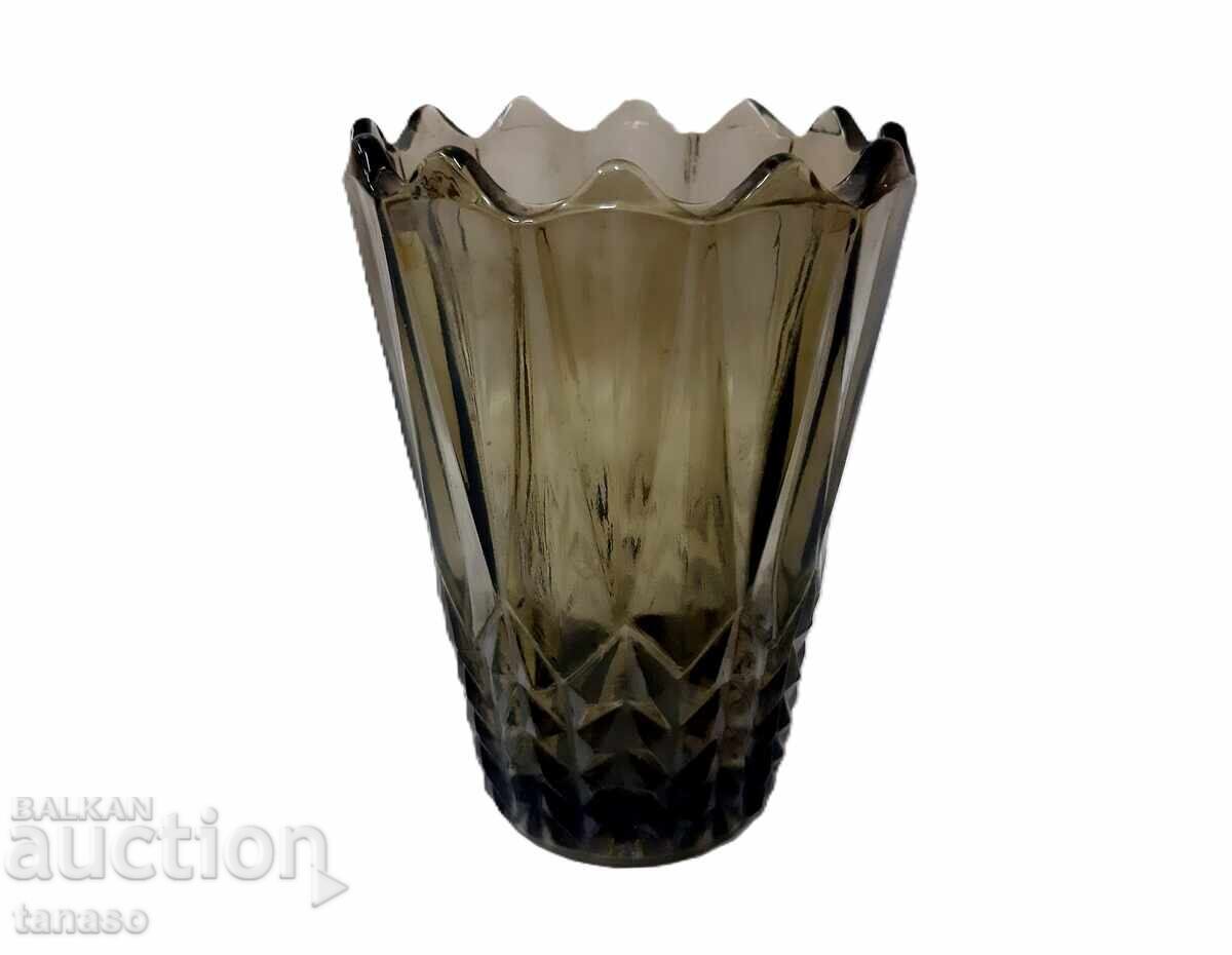 Beautiful old vase made of smoked ornamental glass (1.2) - 5 Beautiful old vase made of smoked ornamental glass (1.2) - 5